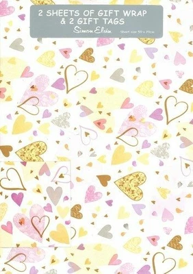 £1.19 • Buy WEDDING ANNIVERSARY Love WRAPPING PAPER 2 SHEETS GIFTWRAP GIFT WRAP+TAGS Hearts