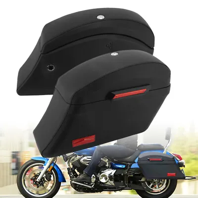 Motorcycle Luggage Hard Bags Saddlebags For Yamaha Kawasaki Honda Black • $276.99