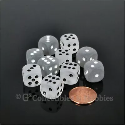 NEW Set Of 10 Frosted 12mm Clear & Smoke Dice 6 Sided RPG MTG Game 1/2 Inch D6  • $5.99