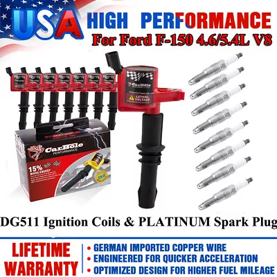 8 Pack Ignition Coils And Spark Plugs For Ford F-150 4.6/5.4L V8 2004-2010 DG511 • $99.86