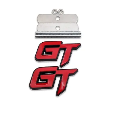 $10.99 • Buy Black&Red Metal GT Logo Front Grille Emblem + Grand Tourer Bagde Sticker Decal