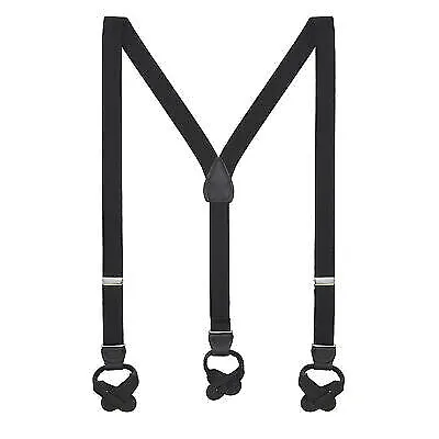 SuspenderStore Solid Color Y-BACK Suspenders- 1  Wide Elastic - BUTTON- 3 Sizes • $19.95