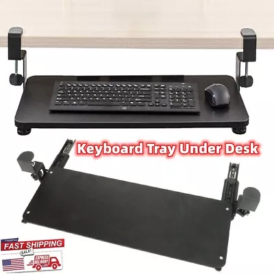 Keyboard Mouse Tray Under Desk Retractable Pull Out Drawer Adjustable W/ C Clamp • $38.99