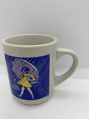 Vintage Morton Salt Coffee Cup Mug Umbrella Girl When It Rains 1968 Advertising • $13.95
