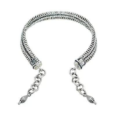 Tabra Jewelry 925 Sterling Silver Braided Adjustable Anklet Connector Chain AK30 • $290