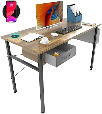 Computer Desk 47  Home Office Gaming Desk PC With Drawer Fast Wireless Charging • $44.49