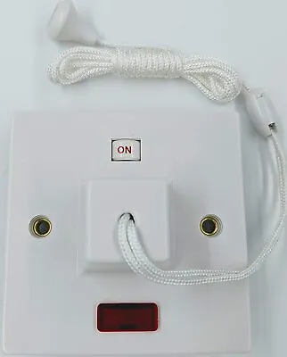 £9.49 • Buy Electric Shower Ceiling Switch With Pull Cord 45 Amp Double Pole Isolator White