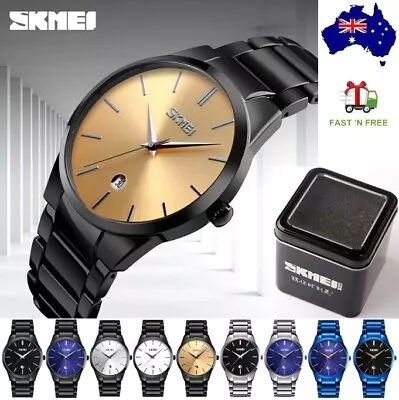 Men's Luxury Watches Stainless Steel Waterproof Quartz Gift Wrist Watch • $28.45