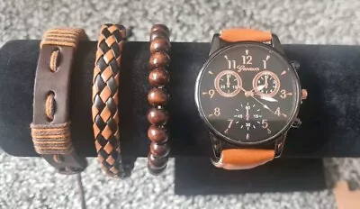 Mens Watch And 3 X  Bracelet Set NEW  • £5