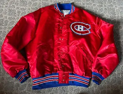 Vtg Montreal Canadiens McAuliffe Uniform Corp. Red Jacket Sz 46 • $179.99