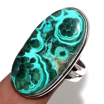 Chrysocolla Malachite 925 Silver Plated Stylish Ring US 10 Ethnic Gift GW • $14.50