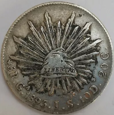 Mexico 1895 Ga JS 8 Reales Silver Crown With Chopmarks #124 • £45