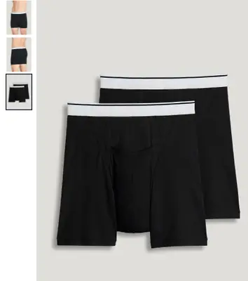 $12.50 • Buy Men Jockey 2-Pack Full Rise Boxer Briefs (Black) Hi-Fly Cotton Stretch Underwear