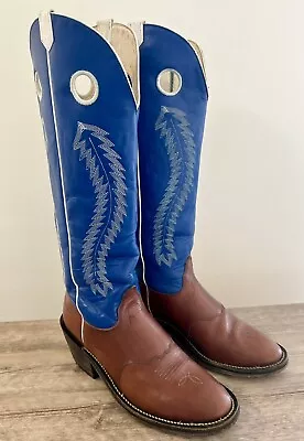 OLATHE 9.5 D The Cowboy Collection 17” Tall Buckaroo Riding Boots CC54 Blue Tops • $178