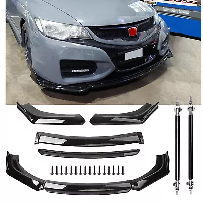 For Honda Civic Type R Front Bumper Lip Spoiler Splitter Body Kit Glossy Black • $69.99