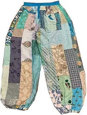 Turquoise Harem Pants For Women Patchwork Yoga Boho Palazzo Maternity Clothing • $22.49