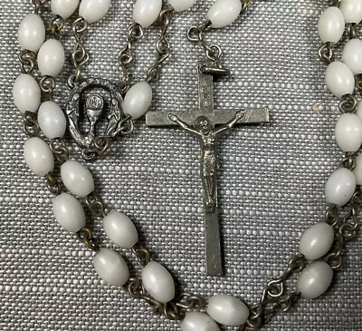 Vintage Rosary White Beads Christian H82 • $11.99