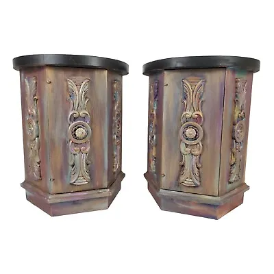 Mid-Century Modern Lane End Table Set Carnival Glass Finish Boho Vintage  • $225