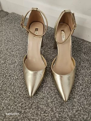 Linzi Marlie Gold Shoes Size 5 Worn Once Block Heel 3.5  Gorgeous Shoes Reduced  • £10