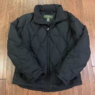 Eddie Bauer Goose Down Puffer Coat Women's Small Black Winter Jacket • $44.98