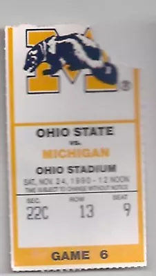 1990 Michigan Ohio State Original College Football Ticket Stub  • $9.99