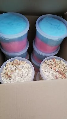 Popcorn And Candyfloss Minimum Order £40..6 X 5 Litre Clear Plastic Tubs..  • £40