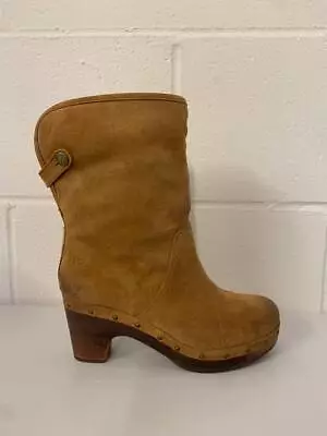 £35.99 • Buy Uggs Size 4.5 Chestnut Suede Sheepskin Lined Clog Turn Down Boots EU 37
