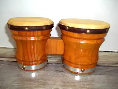 Vintage Wooden Bongos Drums Made In Mexico Skins 4.75  & 4.2  Diameter • $21