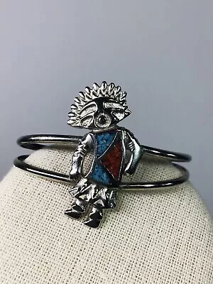 Vintage North American Turquoise InlayKachina  Doll Cuff Bracelet • $29.70