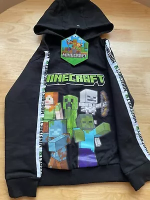 Kids Boys Minecraft Hooded Top Black Hoodie  6-7  Years NWT • £9.99