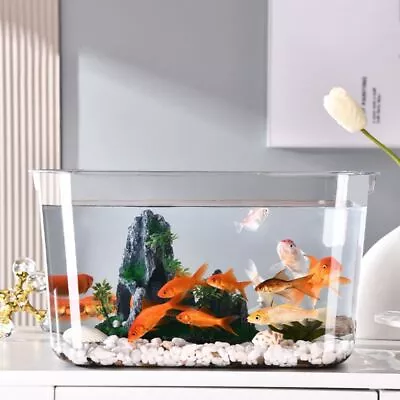 PET Desktop Goldfish Bowl Fall Prevention Mobile Small Fish Tank  Office • $20.53