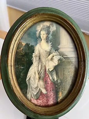 Vintage Italian Hand Crafted Picture Frame With Print Of 18th Century Era Woman • $7.99