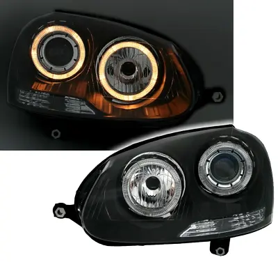 Faruri Pentru For VW GOLF 5 V 03-09 Angel Eyes Negru DEPO TUNING DE LPVWH7EL XIN • $271.98