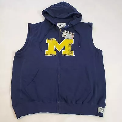 Colosseum Navy Michigan Wolverines Sleeveless Full Zip Sweatshirt Hoodie Size XL • $24.99