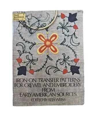 Vintage 70s Iron-On Transfer Patterns Crewel & Embroidery From Early American • $15.99