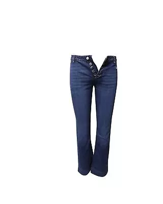 Pre Loved Alexachung Indigo Kick-Flare Jeans With Silver-Tone Buttons  - • $619.30