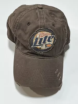 Miller Lite Baseball Cap Hat Brewing Brown Distressed Retro Logo Adjustable • $15.99