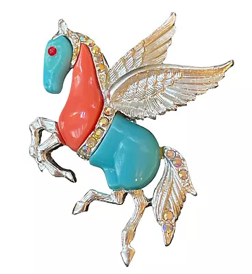 Vintage Hattie Carnegie Brooch Pin Pegasus Horse Figural Thermoset 60’s Unsigned • $99.99