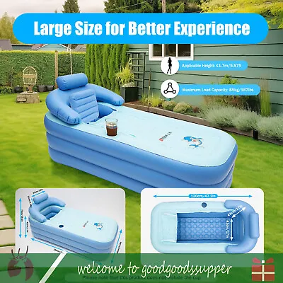 Adult PVC Folding Bathtub Portable Fast Air Inflatable Bath Tub SPA Warm Shower • $38