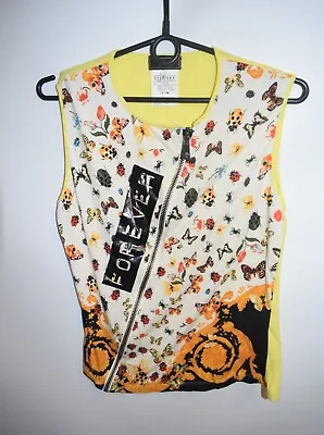 Versace Jeans Couture Vintage Top Zip Vest Forever Floral Insect Womens Size L • $90