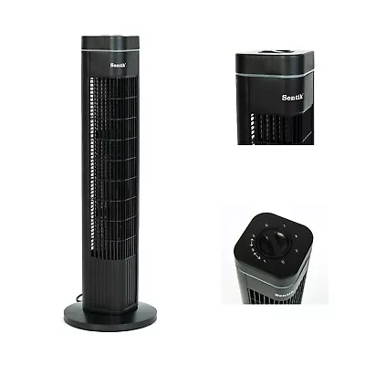 29 Inch Black Tower Fan Oscillating 90° Cool Home Office Quiet 3 Speed Fan • £17.99