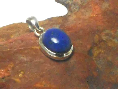 Small Oval Blue Lapis Lazuli  Sterling Silver 925 Gemstone Pendant • $19.99
