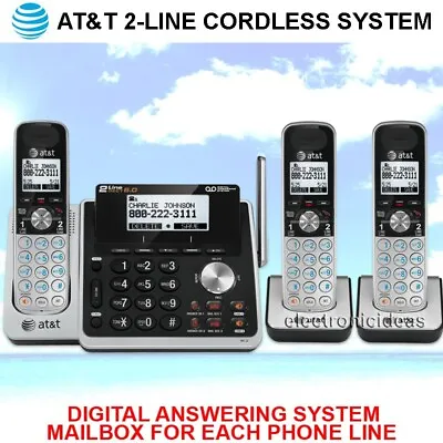 At&t Tl88102 / Tl88202 2-line Dect 6.0 - 3 Cordless Phone System - Brand New • $199.95