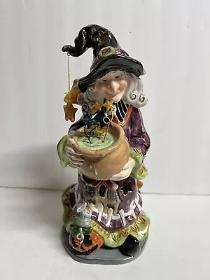 Roman Inc. Halloween Witch W/Cauldron Ceramic Tea Light Candle Holder • $21.31