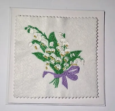 Embroidered Lily Of The Valley Flower Card • £4