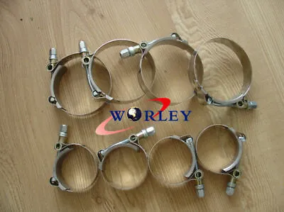 (8pcs) 2.25  Inch 57mm Pipe Coupler T-bolt Hose Clamps Stainless Steel 63-70mm • $20