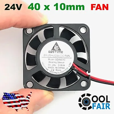 24V 40mm DC Cooling Fan 40x40x10mm 4cm 4010s RepRap 3D Printer CPU 2-pin • $3.75