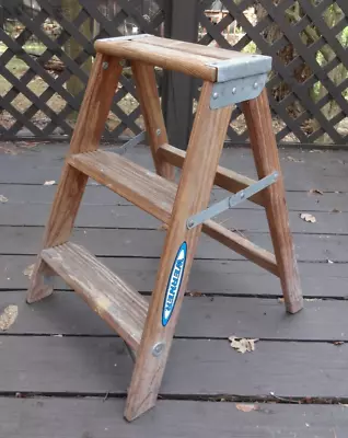 Wood Step Ladder 22 3/8  Rustic Farmhouse Decor Plant Stand Display Werner W150 • $34.99