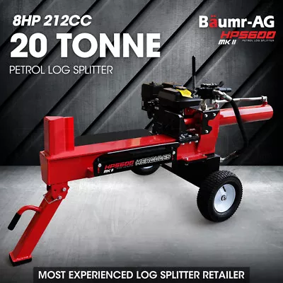 BAUMR-AG 20 Ton Log Splitter Wood Hydraulic Petrol Firewood 20T 8HP Heavy Duty • $1262