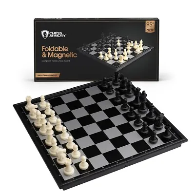 Chess Armory Travel Chess Set 9.5  X 9.5   | Folding Magnetic | Mini Chess Set • $14.99